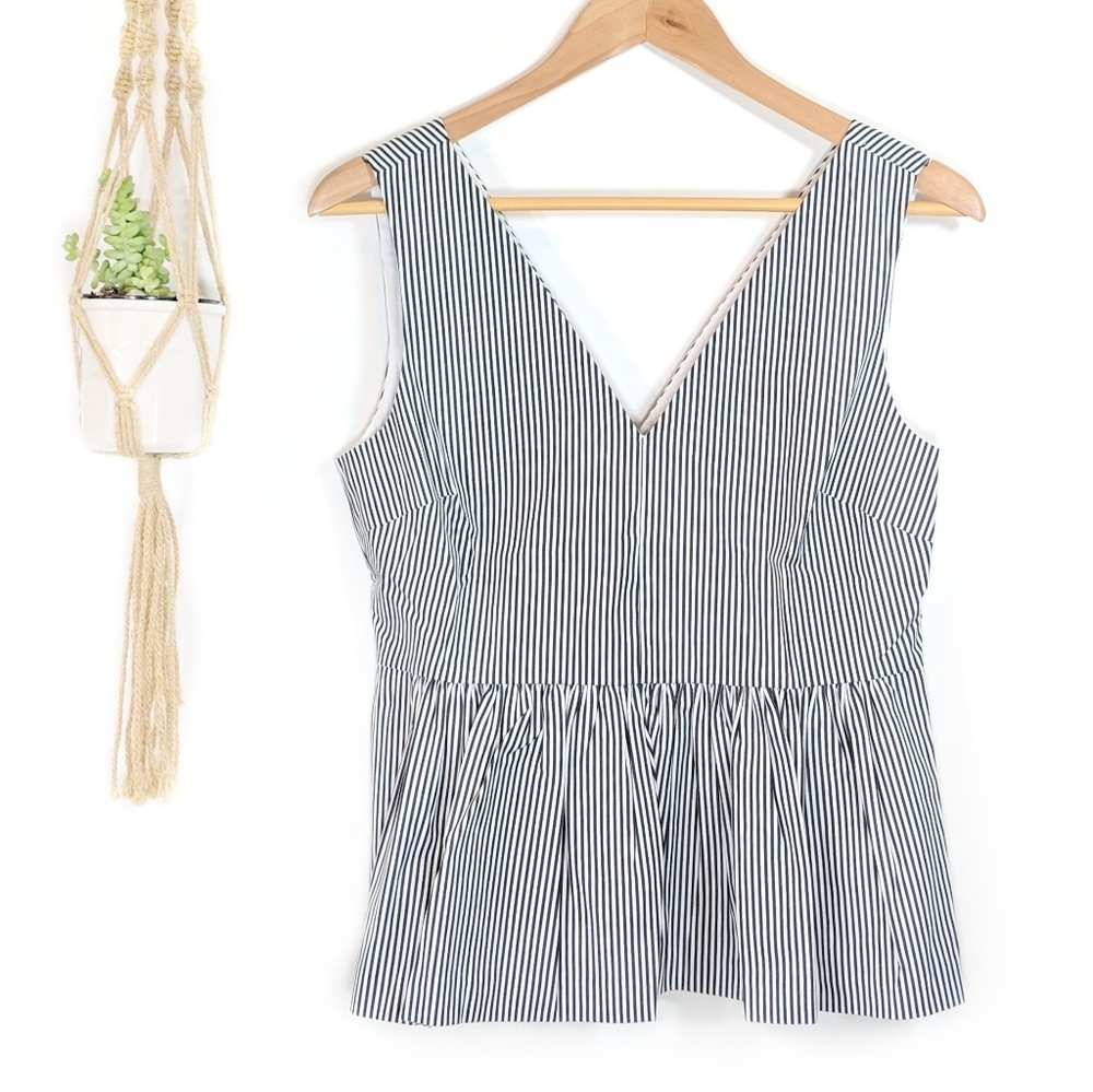 • j crew • striped peplum top